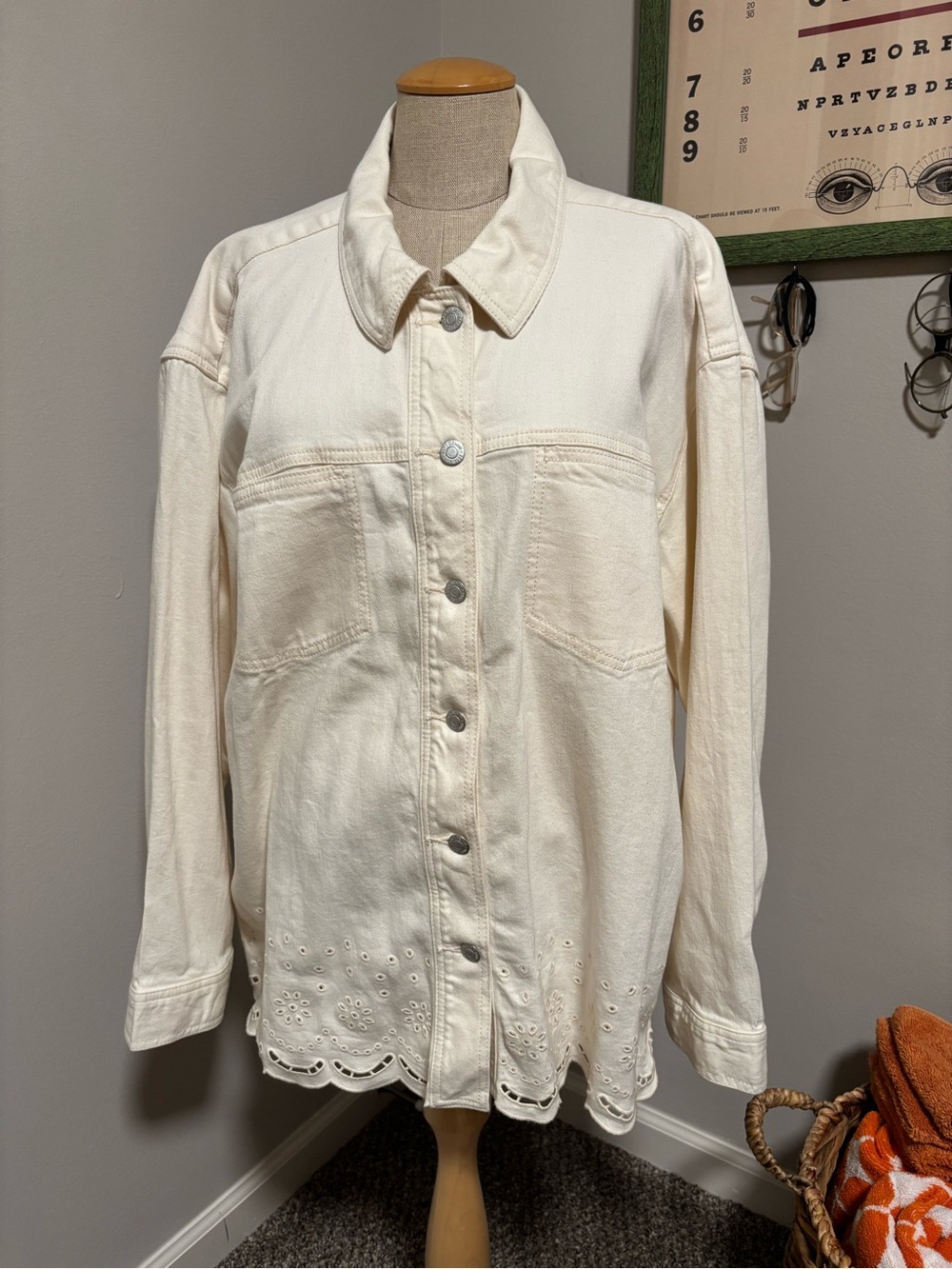 Loft Cream Colored Eyelet detail Jacket